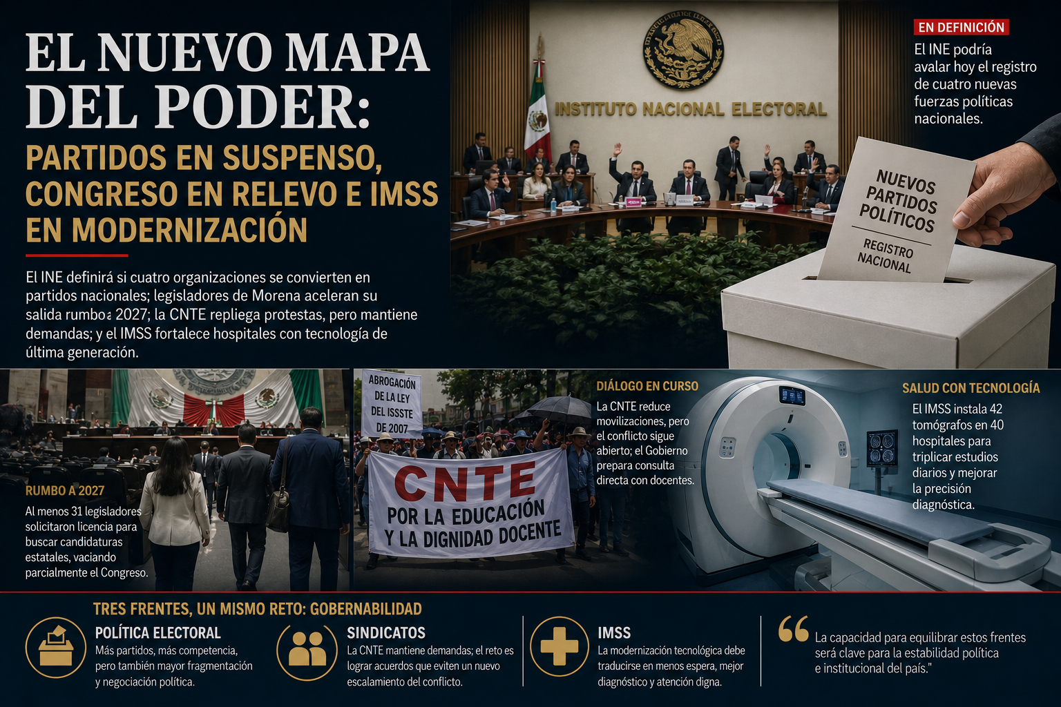El nuevo mapa del poder: partidos en suspenso, Congreso en relevo e IMSS en modernización